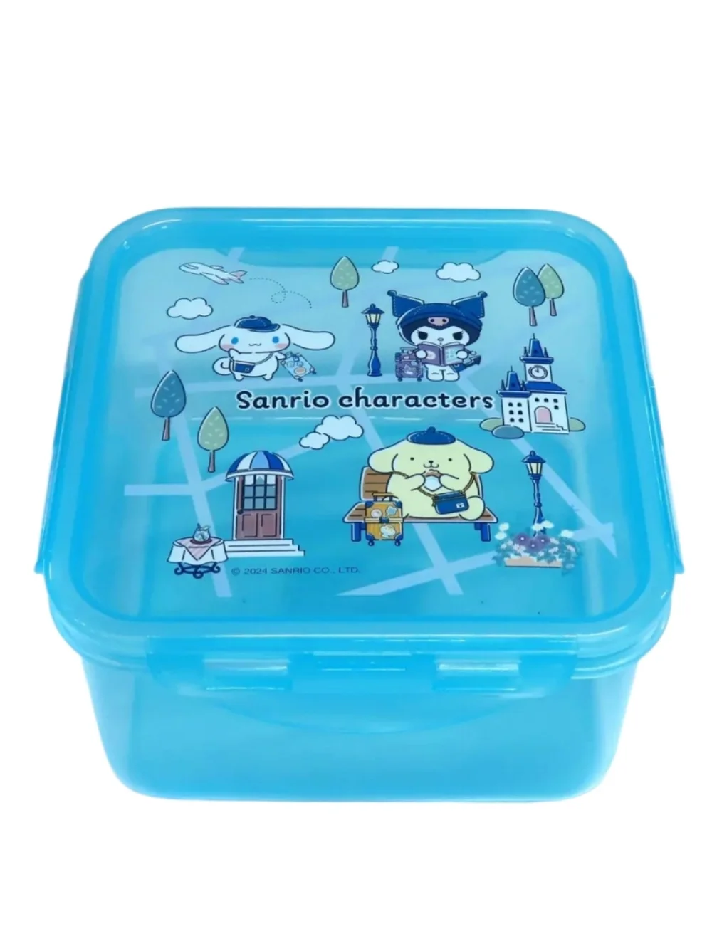 Sanrio Cinna Pompom and KuromiTravel Theme Blue Food Storage Container
